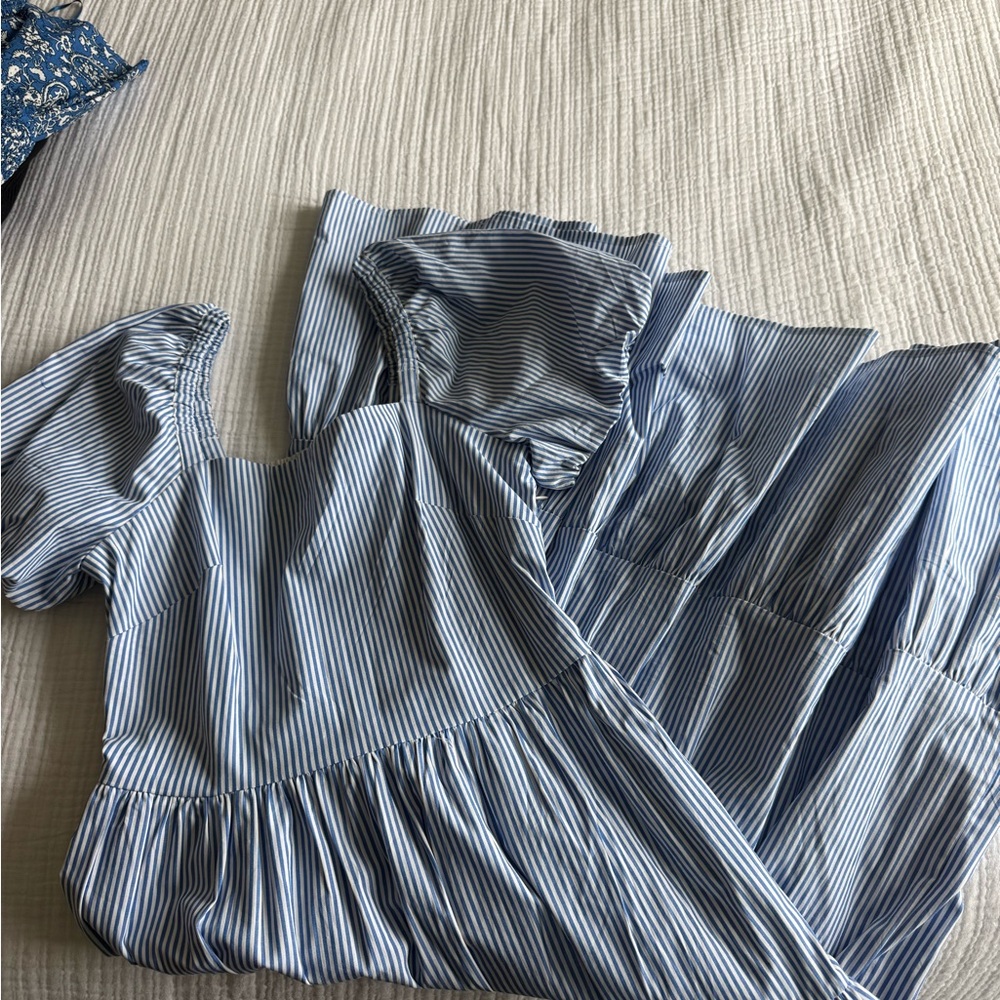 J-Crew Blue and White Striped Dress
